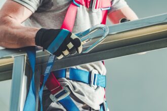 Safety Harness. Construction Industry Protection Equipment.